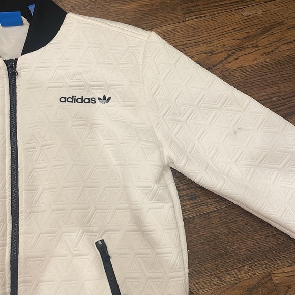 Adidas White Embossed Bomber Jacket - XS - Picture 5 of 5